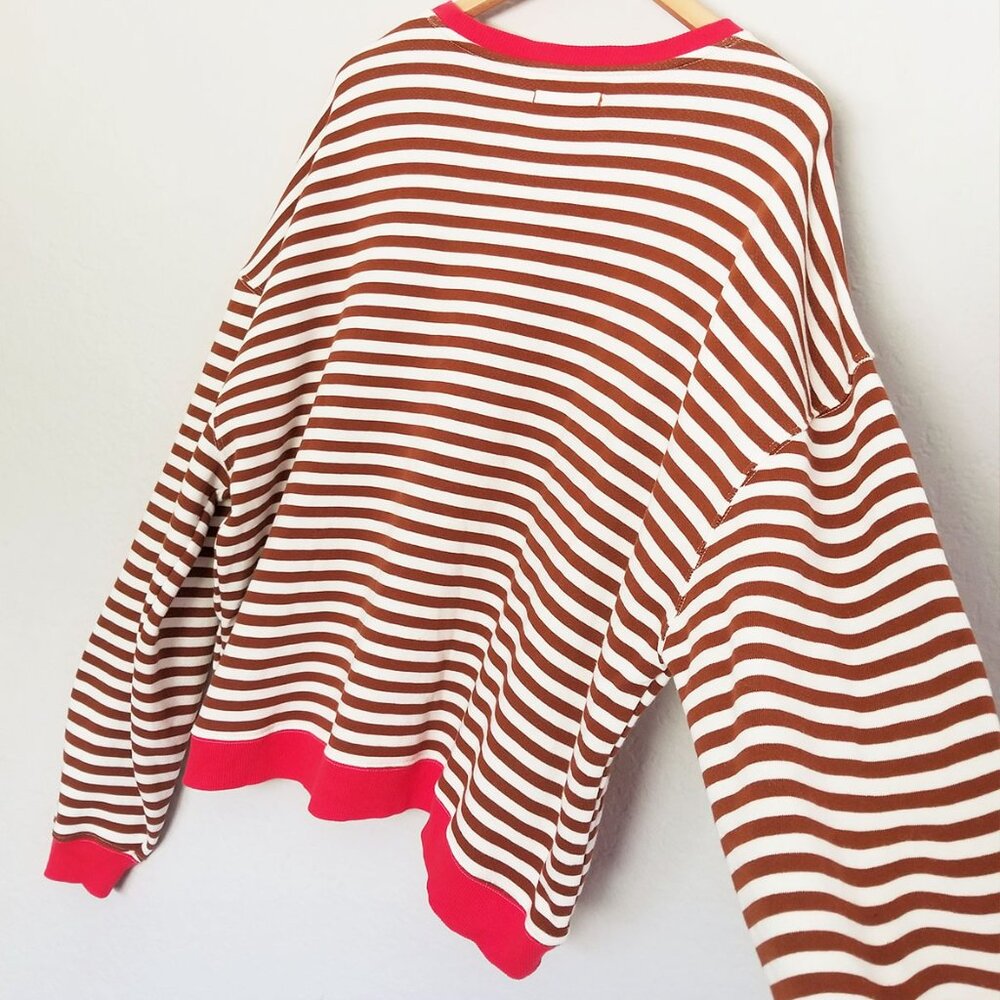 Free People We The Free Classic Striped Oversized Crewneck S Coffee Combo $98 - Picture 12 of 16